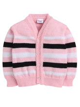 Little Angels Little Angels Sweater Set Baby Wool Full Sleeves V-Neck Striped Pink 3-Piece Set Sweater Sets Candy Stripes Baby Knit Set